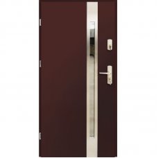 Metalinės lauko durys LAK stiklintos rudos, kairinės - 870 mm